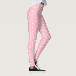 Chic Rosa Leggage med Cute White Dot Mönster Leggings