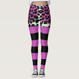 Chic Rosa Leopard & Black Rosa Glitter Rand Leggings