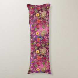 Chic rosa lila blommor monogram blommönster kroppskudde