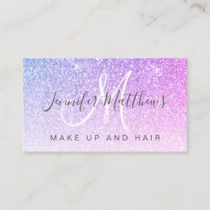Chic Rosa Lila Glitter Makeup Artist Hair Salon Visitkort