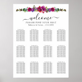 Chic rosa lila sjöfärgsdiagram bröllop poster