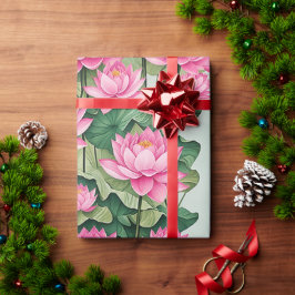 Chic Rosa Lotus Flower Botanical Grey Presentpapper