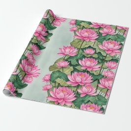Chic Rosa Lotus Flower Botanical Grey Presentpapper