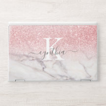 Chic Rosa Marble Script Namn Monogram