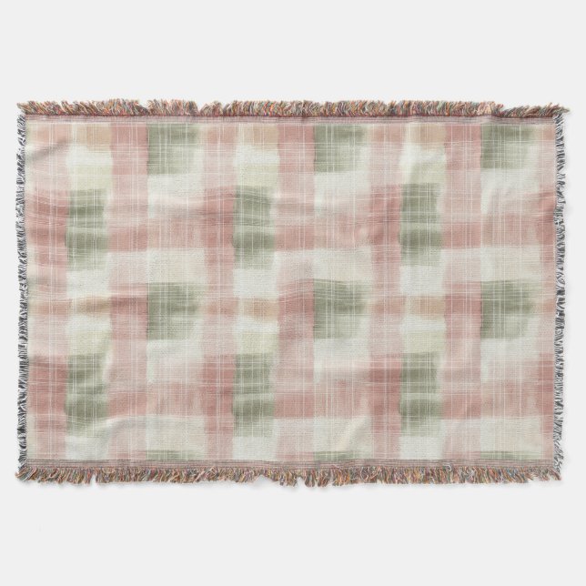 Chic Rosa Mint Cräm Plaid Ränder Födelsedag Filt (Framsidan)