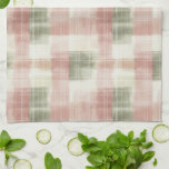 Chic rosa mint kräm randig plaid  kökshandduk<br><div class="desc">Chic rosa mint kräm randig plaid bröllopsdusch</div>