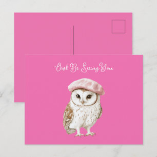 Chic Rosa Mocka Brun Vit Uggla Be Seeing You Vykort