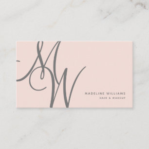 Chic Rosa Modern Monogram Script Initialer Visitkort