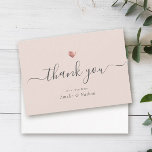 Chic  Rosa Modern Script Ro Guld Heart Tack Kort<br><div class="desc">Den här moderna chic ro guld-tackkortet har handskrivet manusyral bredvid namn i elegant serif-typografi.</div>