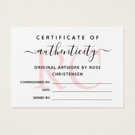Chic Rosa Monogram Authenticity Certificate Visitkort