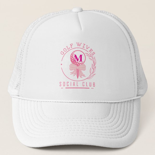 Chic rosa monogram Bowls-golfhustrur social klubb Keps (Framsida)