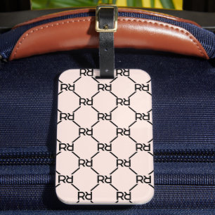Chic  Rosa Monogram Första Eleganten lyx Bagagebricka
