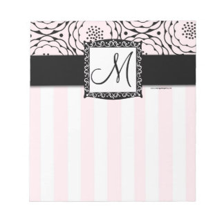 Chic Rosa Monogram Rand Blommigt Anteckningsblock