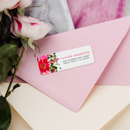 Chic Rosa och Blommigt för Returadress med röda va Returadress Etikett