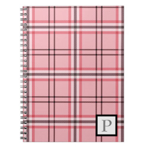 Chic rosa och grå rutig modetrend anteckningsbok