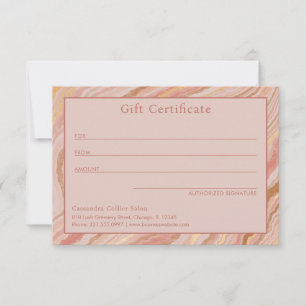 Chic rosa och guld marmorerad modern presentcertif