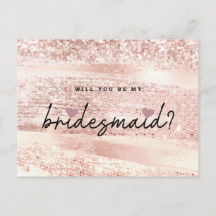 Chic Rosa och Ro Guld Bridesmaid Frieri Vykort