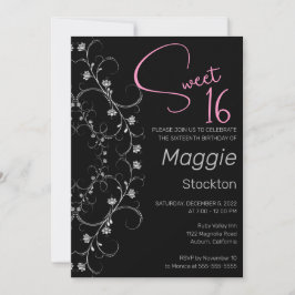 Chic Rosa och Silver Sweet 16-inbjudan Inbjudningar