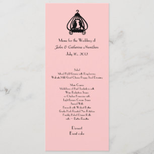 Chic Rosa och svart Bröllop Bord-menyn Meny