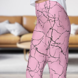 Chic Rosa och svart fraktur Mönster Leggings