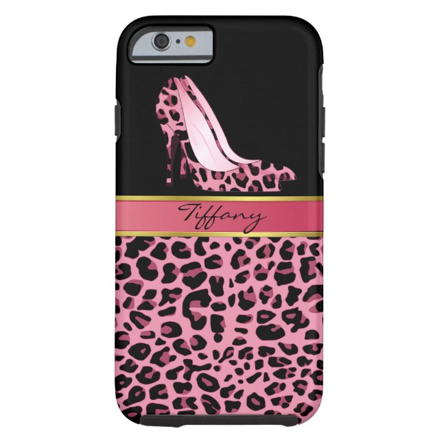 Chic Rosa och svart Jaguar Skriv ut iPhone 6 Fodra Case-Mate iPhone Skal (Baksidan)