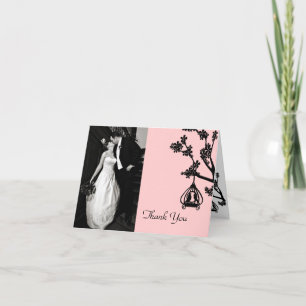 Chic rosa och svart kort för bröllopfototack