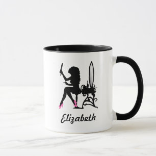 Chic rosa och svart kvinna av modesilhouetten mugg