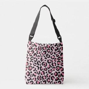 Chic Rosa och svart leopard Skriv ut Axelväska