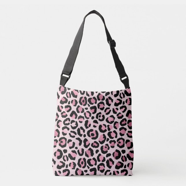 Chic Rosa och svart leopard Skriv ut Axelväska (Framsida)
