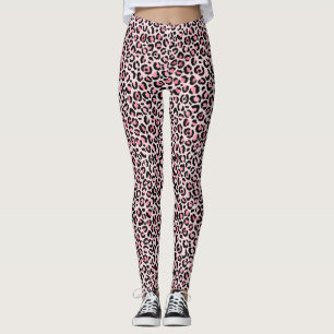 Chic Rosa och svart Leopard Skriv ut Leggings