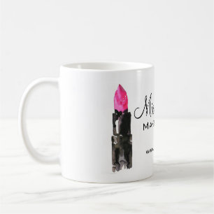 Chic rosa och svart vattenfärgsläppstift Makeup Kaffemugg