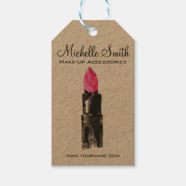 Chic rosa och svart vattenfärgsläppstift Makeup Presentetikett