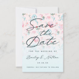 Chic Rosa Ombre Fransk Garden Blommigt Peony Bröll Spara Datumet