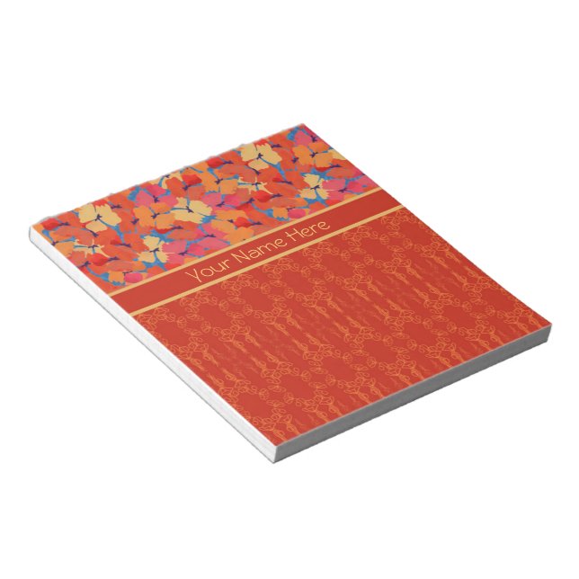 Chic Rosa Orange Gult Poppies Anteckningsblock ell (Vinklad)
