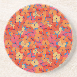 Chic Rosa Orange Gult Poppies Sandstone-Underlägg Underlägg Sandsten