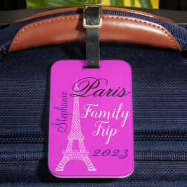 Chic Rosa Paris Eiffel Torn Family Resa Bagagebricka