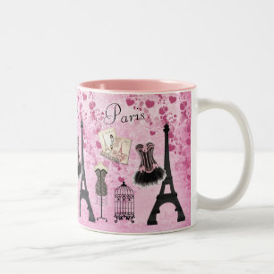 Chic Rosa Paris Eiffel Torn Mode Två-Tonad Mugg