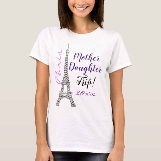 Chic Rosa Paris Eiffel Torn Mor Dotter Resa T Shirt (Framsida)