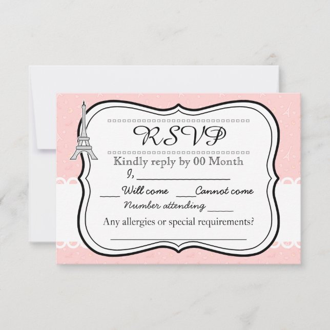 Chic rosa Paris Eiffel torn OSA Kort (Framsida)