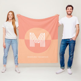 Chic Rosa Peach Geometric Modern Monogram Fleecefilt