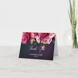 Chic Rosa Peony Par Namn & Date Bröllop Tack Kort