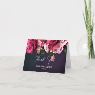 Chic Rosa Peony Par Namn & Date Bröllop Tack Kort