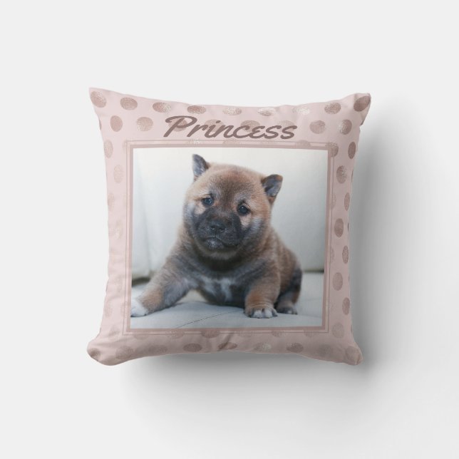 Chic Rosa Pet Photo Jul Helgdag Kudde (Framsida)