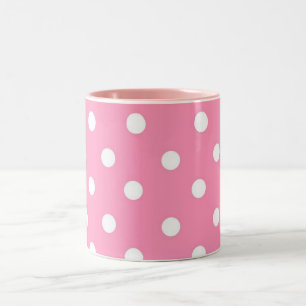 Chic rosa polka dots Två-Tonad mugg