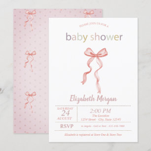 Chic rosa prickig baby shower inbjudningar