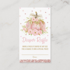 Chic Rosa Pumpkin Baby Shower Girl Diaper Raffle Tilläggskort