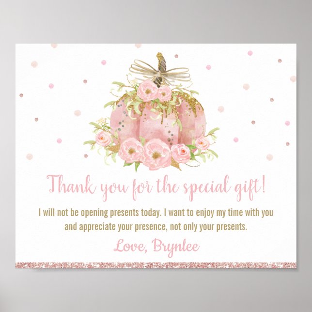 Chic Rosa Pumpkin Birthday ska inte öppna gåvor Poster (Framsidan)