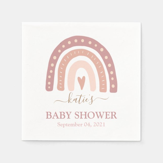 Chic  Rosa Rainbow Girl Baby Shower Pappersservett (Framsidan)