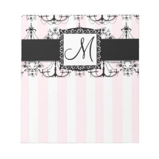 Chic Rosa Rand Black Chandeliers Anteckningsblock