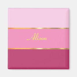 chic rosa rand guld Namn Magnet